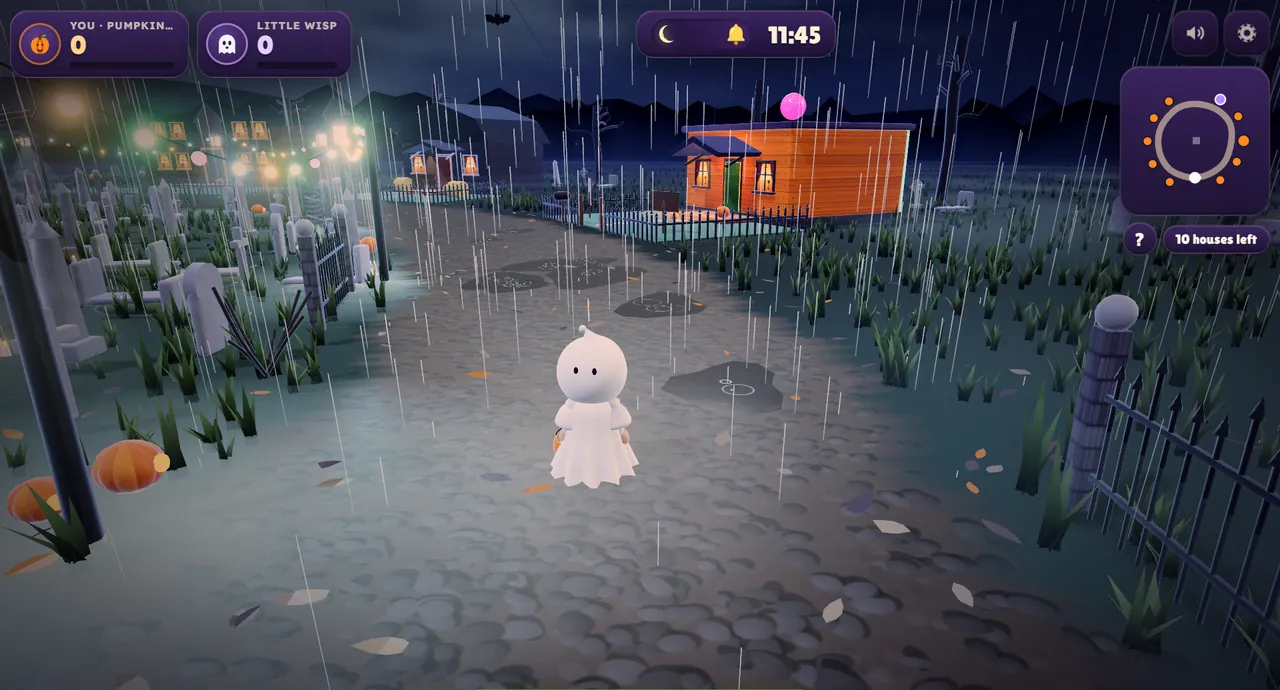 A rainy haunted street at night